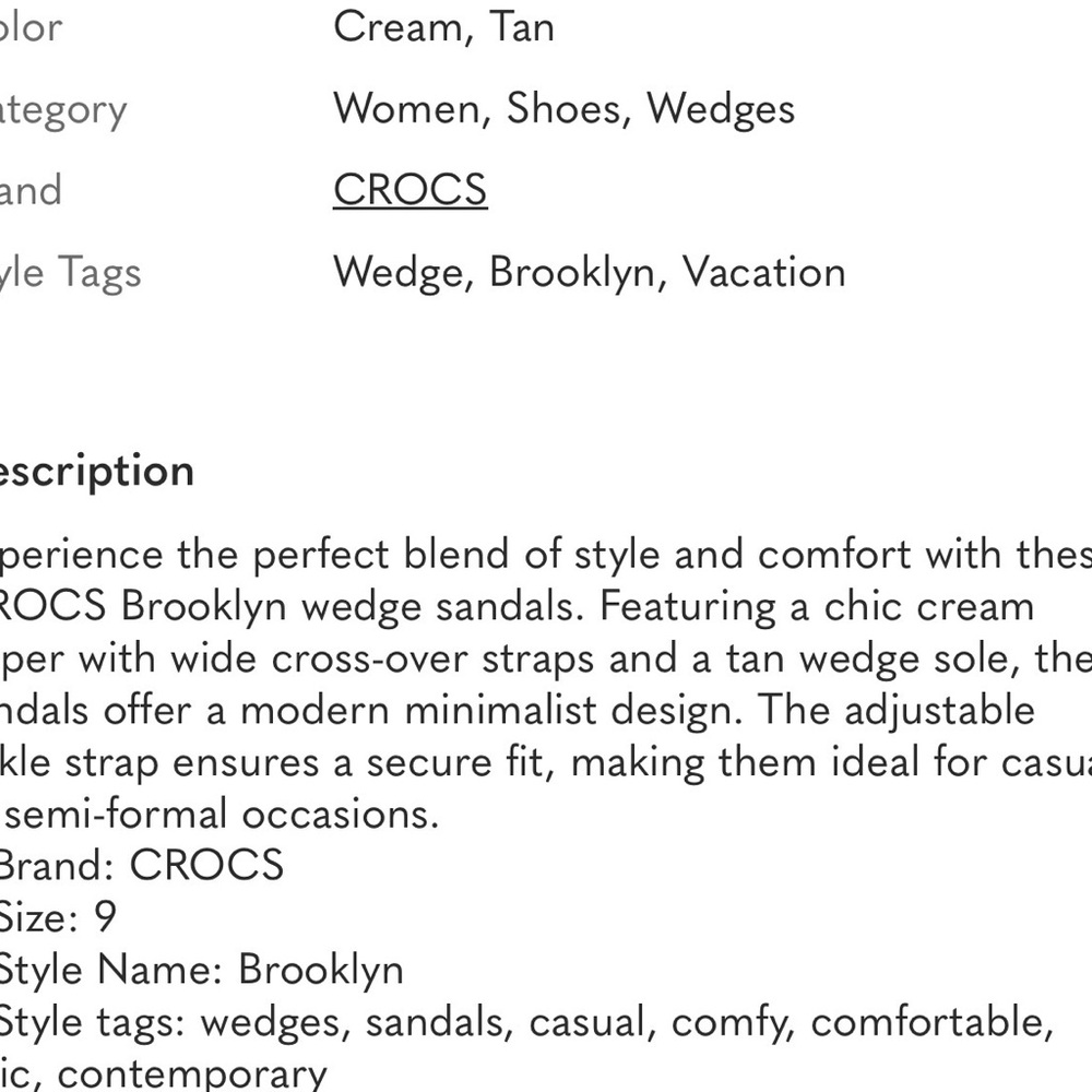 Crocs Brooklyn High Wedge Sandal Bone Mushroom Platform‎ Women Size 8 206222-2BC - Picture 11 of 11
